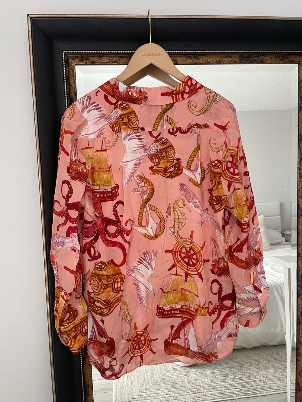 FARM RIO Nautical Wonder Printed Buttondown Long Sleeve Shirt - Picture 8 of 8